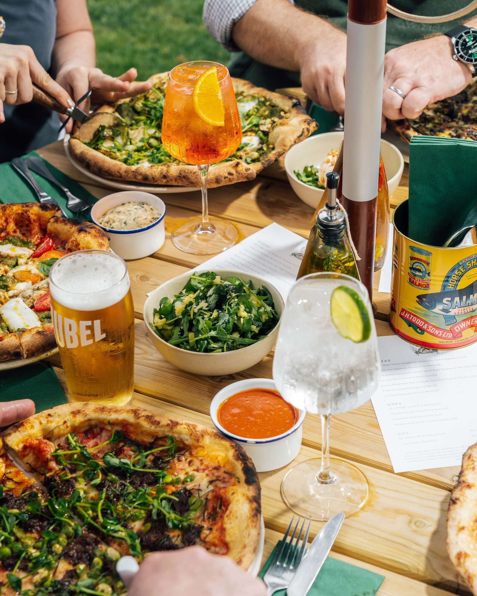 Pizzas and Spritz with chilli oil
