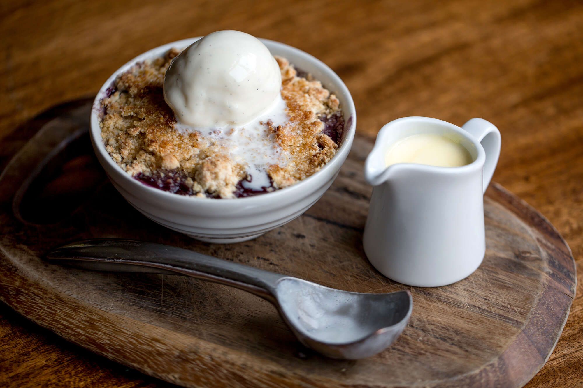 Crumble with ice cream - Puddings - Lock Keeper - Keynsham, Bristol